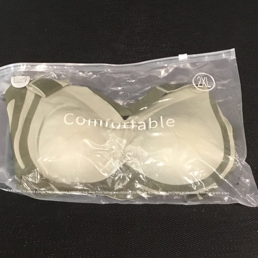 NIP Comfortable Bra 2XL in Olive Green and Cream
